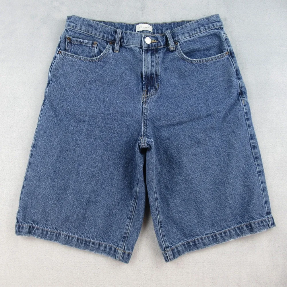 PacSun Extreme Jort Women 29 Blue Denim Baggy Skater Shorts 100% Cotton RN090233